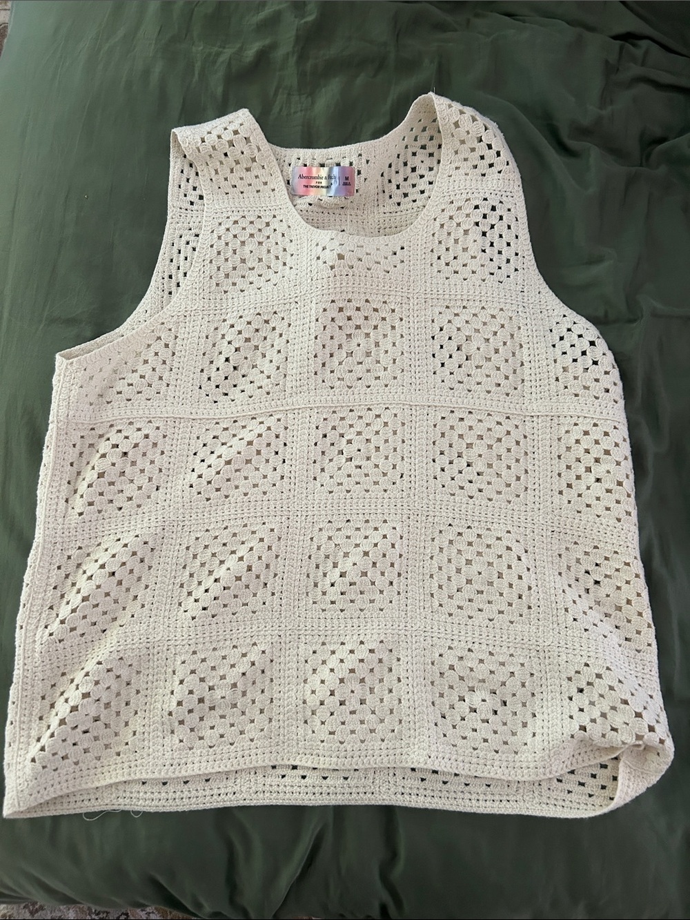 Abercrombie & Fitch NWT Cream Crochet Square‎ Knit Tank Top